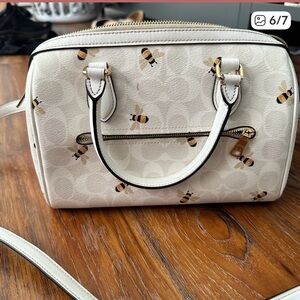 Coach White Satchel with Bee Design